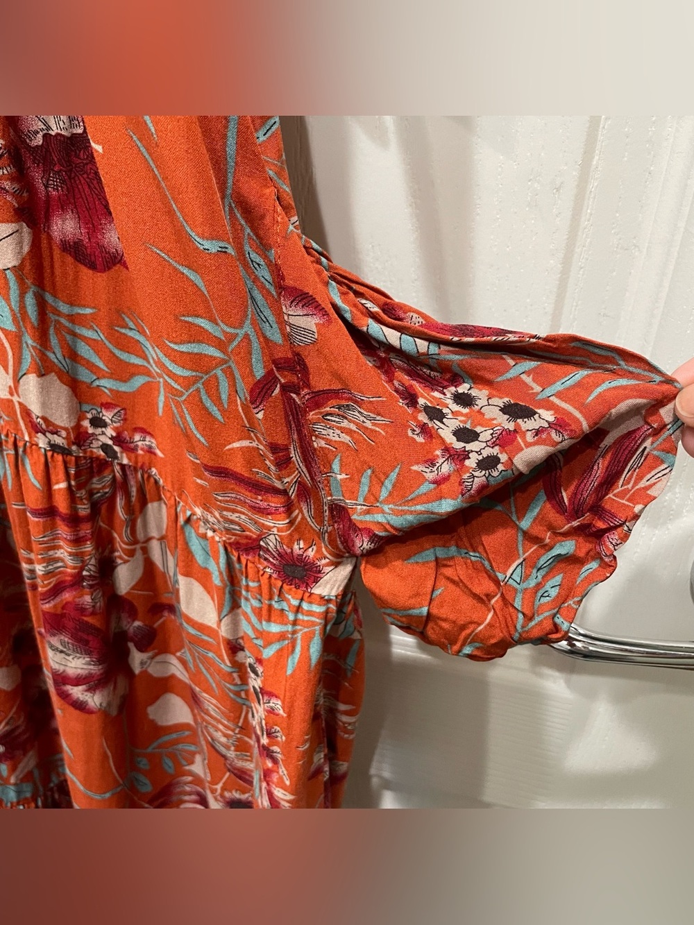 Lot 2 Natural Life Midi Dresses - Turquoise Mix & Orange Tropical Floral Boho L - Picture 6 of 16